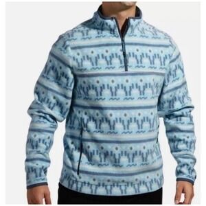 Chubbies Mens Fleece Quarter Zip Pullover Blue Geometric Fair Isle Small
